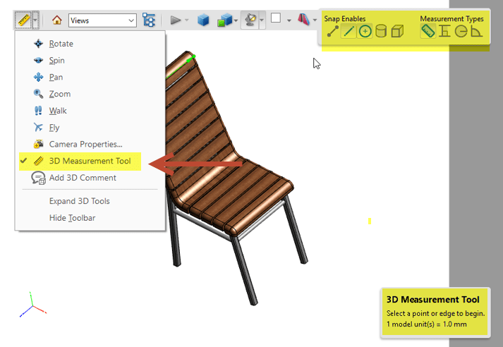 3D Measurement Tool - Drawing 3D Chair 