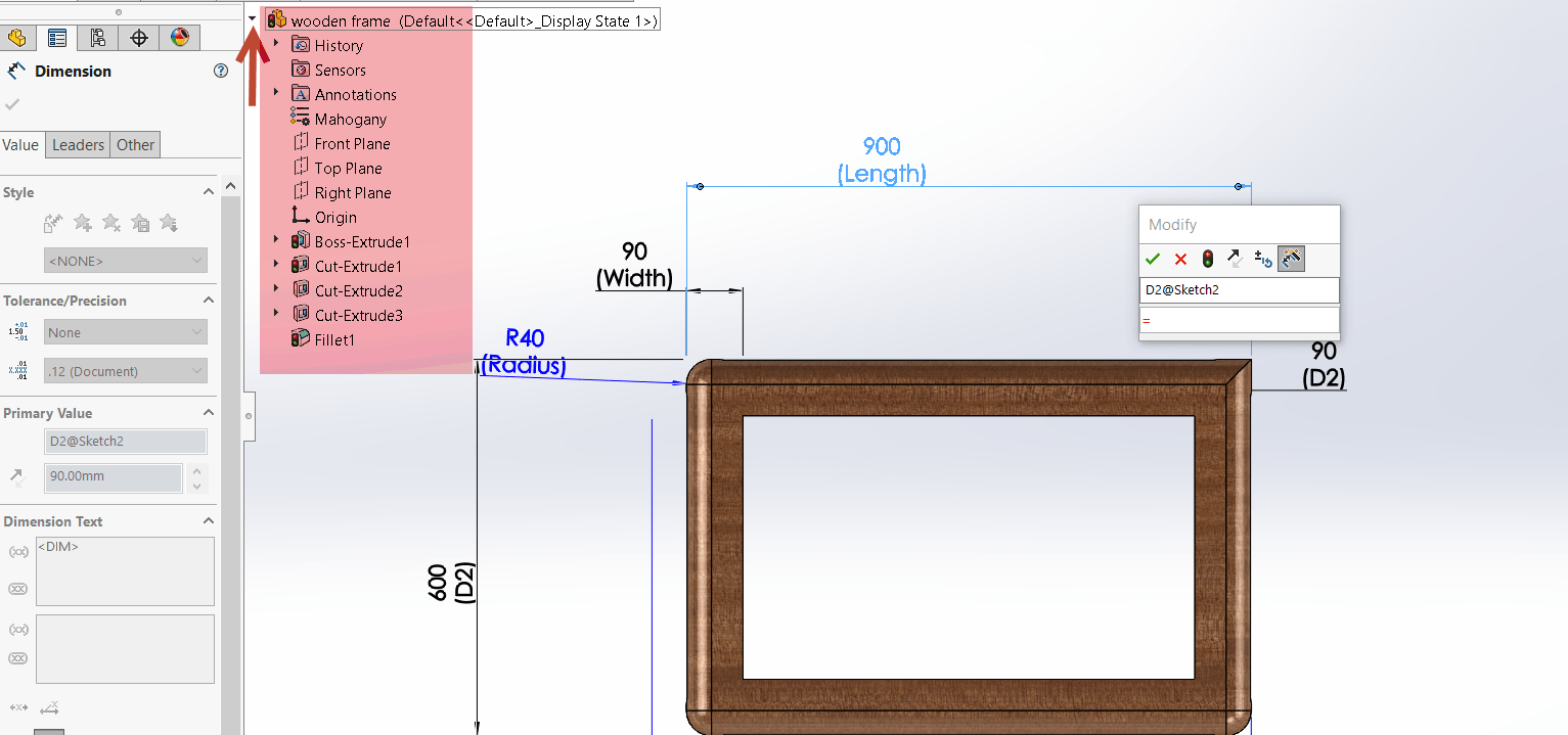 Wooden Frame - Default - Display State - D2@Sketch2 - = 