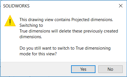 SolidWorks Drawing View Contains Projected Dimensions