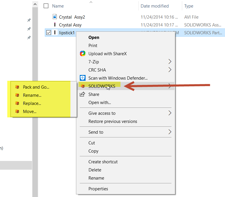 Rename or Move Commands - SolidWorks Command