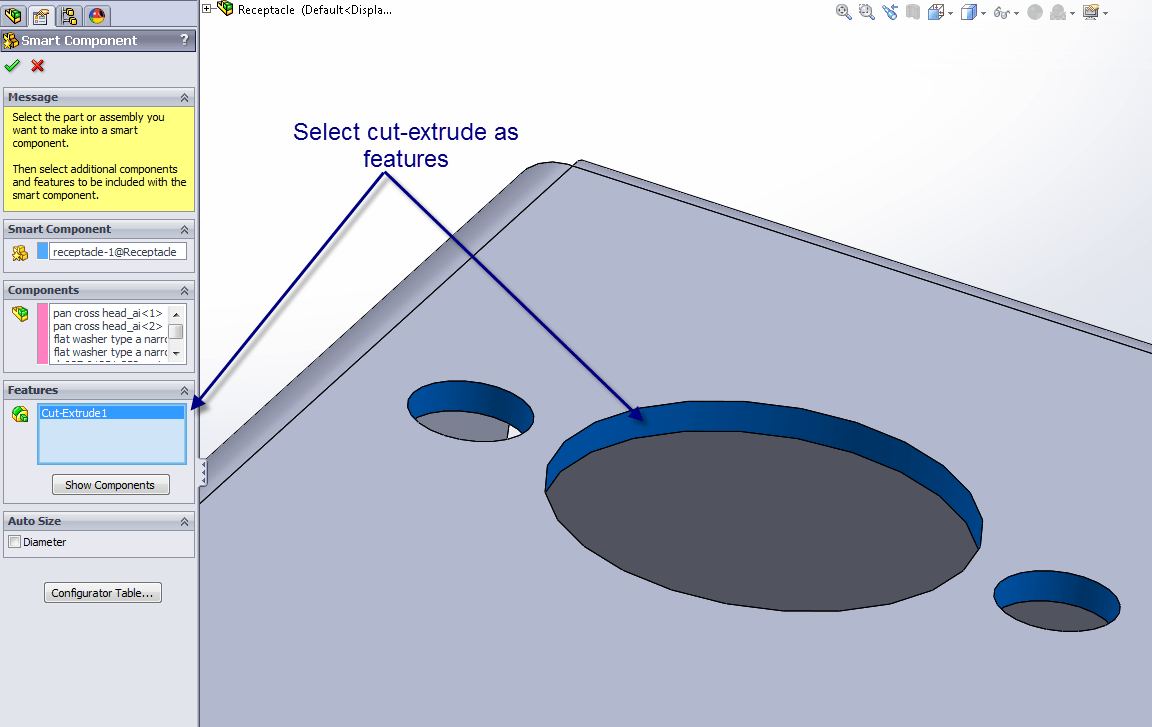 Select Cut - Extrude as Features