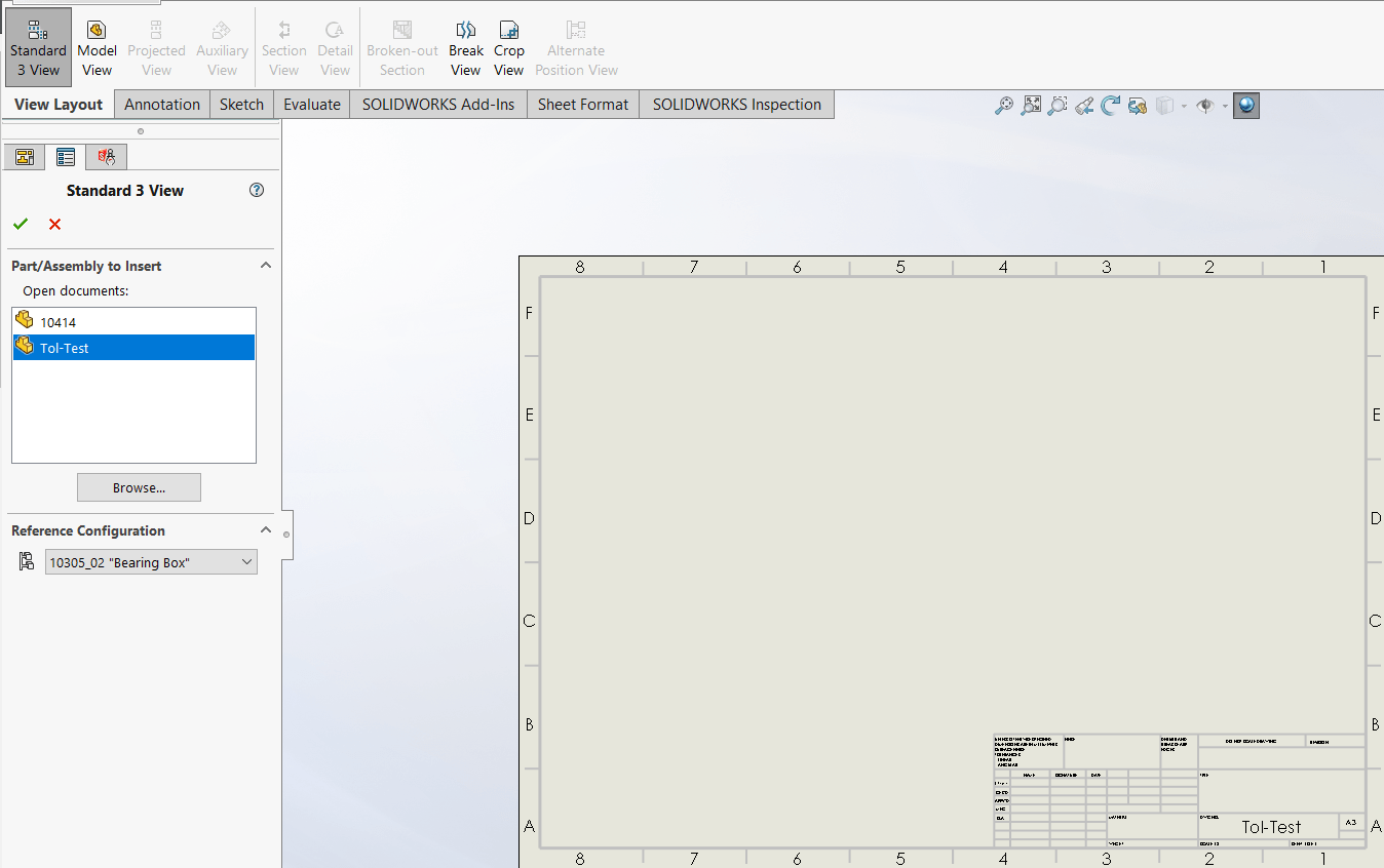 Insert 3 Standard View Into Drawing File